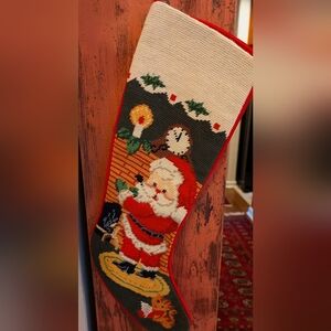 Vintage Wool Needlepoint Christmas Stockings EUC!!